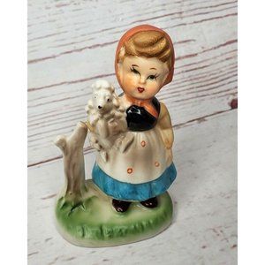 Vintage Girl Holding Poodle Porcelain Made In Japan Figurine Home Décor